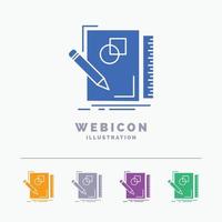 sketch. sketching. design. draw. geometry 5 Color Glyph Web Icon Template isolated on white. Vector illustration