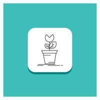 Round Button for adventure. game. mario. obstacle. plant Line icon Turquoise Background vector