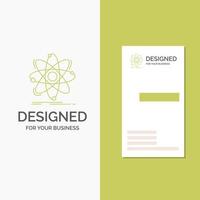 Business Logo for Atom. science. chemistry. Physics. nuclear. Vertical Green Business .Visiting Card template. Creative background vector illustration
