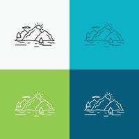 Mountain. hill. landscape. nature. tree Icon Over Various Background. Line style design. designed for web and app. Eps 10 vector illustration