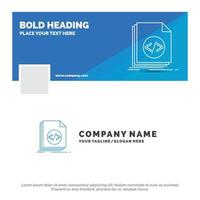 Blue Business Logo Template for Code. coding. file. programming. script. Facebook Timeline Banner Design. vector web banner background illustration