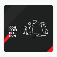 Red and Black Creative presentation Background for Nature. hill. landscape. mountain. scene Line Icon vector