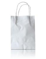 white paper bag isolated on white background photo
