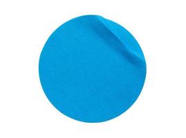 Blank blue round adhesive paper sticker label isolated on white background photo