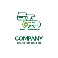 Console. game. gaming. playstation. play Flat Business Logo template. Creative Green Brand Name Design. vector