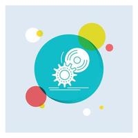 cd. disc. install. software. dvd White Glyph Icon colorful Circle Background vector