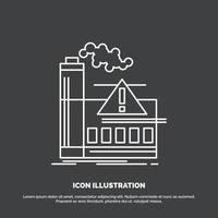 pollution. Factory. Air. Alert. industry Icon. Line vector symbol for UI and UX. website or mobile application