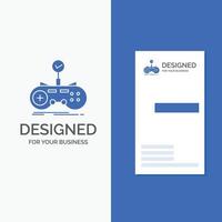 Business Logo for Check. controller. game. gamepad. gaming. Vertical Blue Business .Visiting Card template. vector