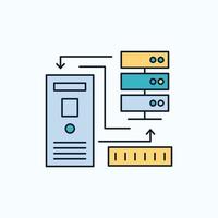 combinación. datos. base de datos. electrónico. icono plano de información. signo y símbolos verdes y amarillos para el sitio web y la aplicación móvil. ilustración vectorial vector