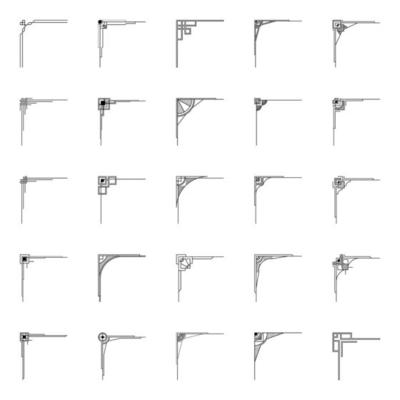 Set of Decorative Corner Black Line