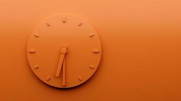 Minimal Orange clock 6 30 Half past Six o'clock abstract Minimalist wall clock 18 30 3d Illustration photo