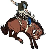 western rodeo riding horse action vector