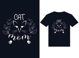 ilustraciones de mamá gato para el diseño de camisetas listas para imprimir vector