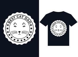 las mejores ilustraciones de papá gato para el diseño de camisetas listas para imprimir vector