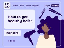 Website design beauty salon , professional woman makeup and hairstyle, barbershop master, hairstyling salon web template. Vector Illustration in flat cartoon style.
