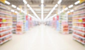 supermarket aisle and shelves blurred background photo