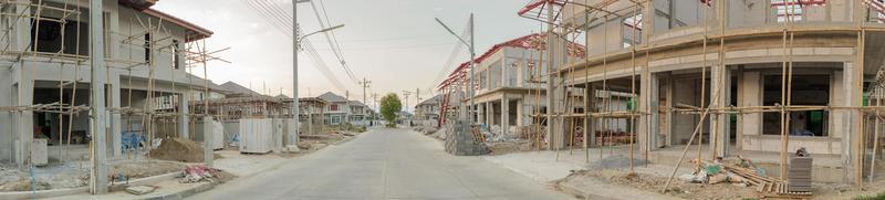 construction residential new house in progress at building site photo