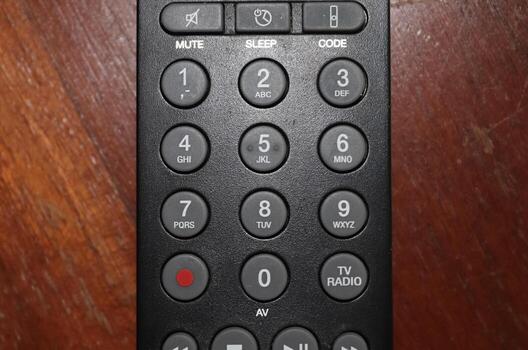 Close up view on the number keys of a Television remote control. photo