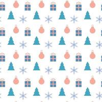 Seamless Christmas pattern with gifts and Christmas trees. vector illustration