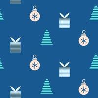 Seamless Christmas pattern with gifts and Christmas trees. vector illustration