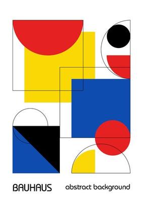 Minimal vintage 20s geometric design posters, wall art, template, layout with primitive shapes elements. Bauhaus retro pattern background, vector abstract circle, triangle and square line art.