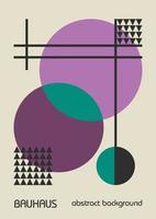 Minimal vintage 20s geometric design posters, wall art, template, layout with primitive shapes elements. Bauhaus retro pattern background, vector abstract circle, triangle and square line art.