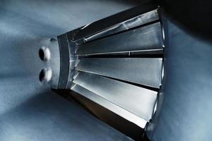 Jet engine fan blades from the inside. photo