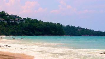 Naithon Beach bay turquoise clear water and waves Phuket Thailand. video