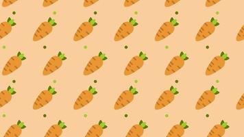 Pattern background with orange carrots. Carrot vegetable animation. Cute pattern animation with carrot. Healthy food background. 4K seamless loop video footage