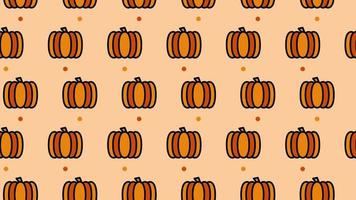 Pattern background with pumpkins. Pumpkins vegetable animation. Cute pattern animation with pumpkins. Healthy food background. 4K seamless loop video footage