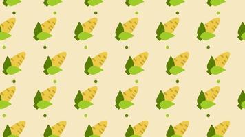 Pattern background with corns. Corns vegetable animation. Cute pattern animation with corns. Healthy food background. 4K seamless loop video footage