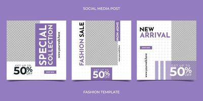 Fashion sale for social media feed template. Suitable for web internet ads, promotion brand, sale promotion, etc. vector