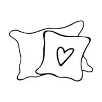 Pair of pillows in doodle style vector