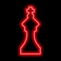 Neon red contour chess figure queen on a black background vector