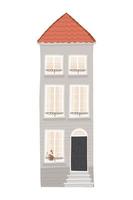 The exterior of a residential house. The architecture of the town house building. Flat vector illustration, isolated on white background