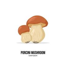 Vector poster with porcini mushrooms isolated on the white background.