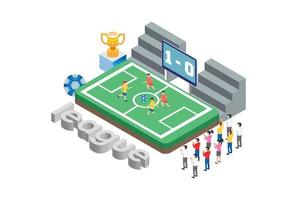 Modern Isometric Professional Live Soccer Tournament Technology Illustration in White Isolated Background With People and Digital Related Asset vector