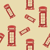 Editable Front View Red Typical Traditional English Telephone Booth in Flat Grunge Style Vector Illustration as Seamless Pattern for England Culture Tradition and History Related Background Design