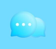 Texto de burbuja de habla azul 3d, cuadro de chat, escritura de mensajes diseño de ilustración vectorial realista. vector