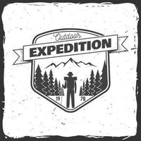 Outdoor expedition badge. Vector illustration.