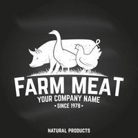 Farm Meat Badge or Label. Vector illustration.