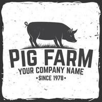Pig Farm Badge or Label. Vector illustration.