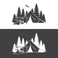 Summer camp day and night. Vector illustration. Concept for shirt or logo, print, stamp or tee.