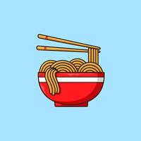 Asian Noodles Cute Cartoon Vector Illustration