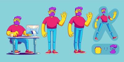 Man character animation set vector