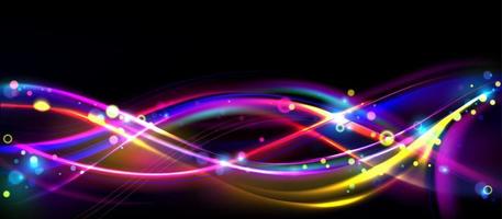 Light effect, hologram wave, curve colorful lines vector