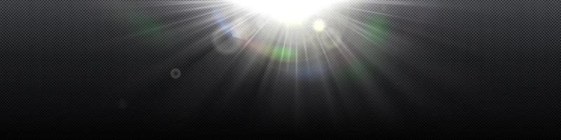 Sunlight rays with lens glare and rainbow vector