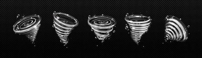 tornado con burbujas de aire, efecto de limpieza, set vector