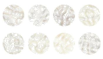 Wood texture with topography lines. Organic ripple wavy patterns. Tree rings set. Vector doodle illustration with gradient.