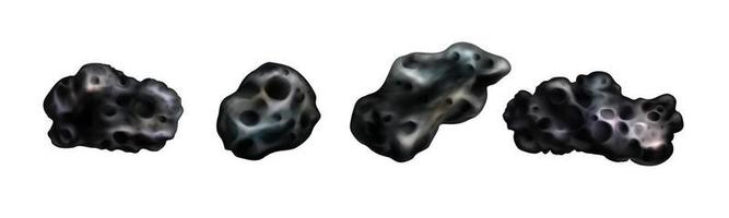 Stone asteroids. Meteor or space boulder or rock vector